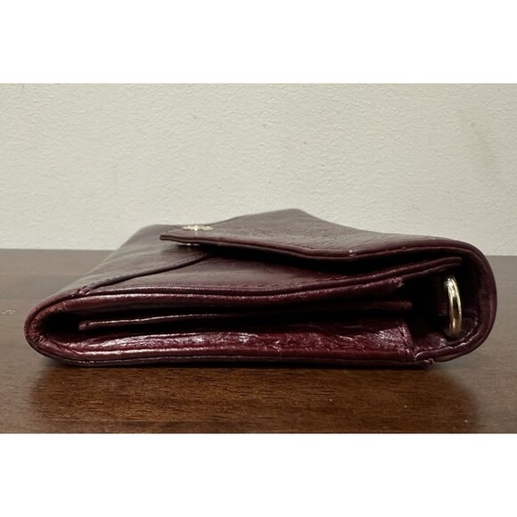 REBECCA MINKOFF envelope clutch crossbody burgundy leather with chain strap - Picture 6 of 16